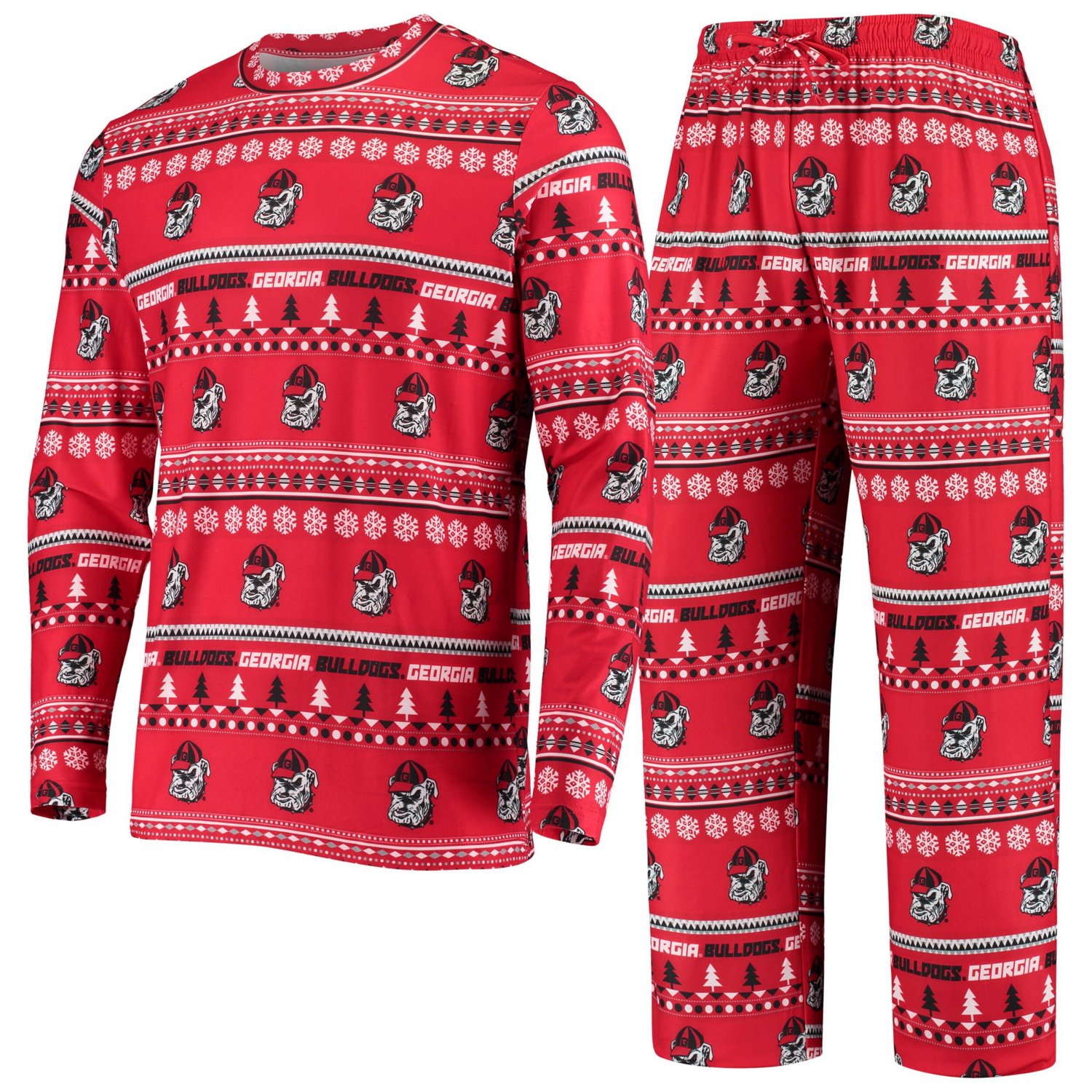 Concepts Sport Georgia Bulldogs Ugly Sweater Knit Long Sleeve Top and Pant Set