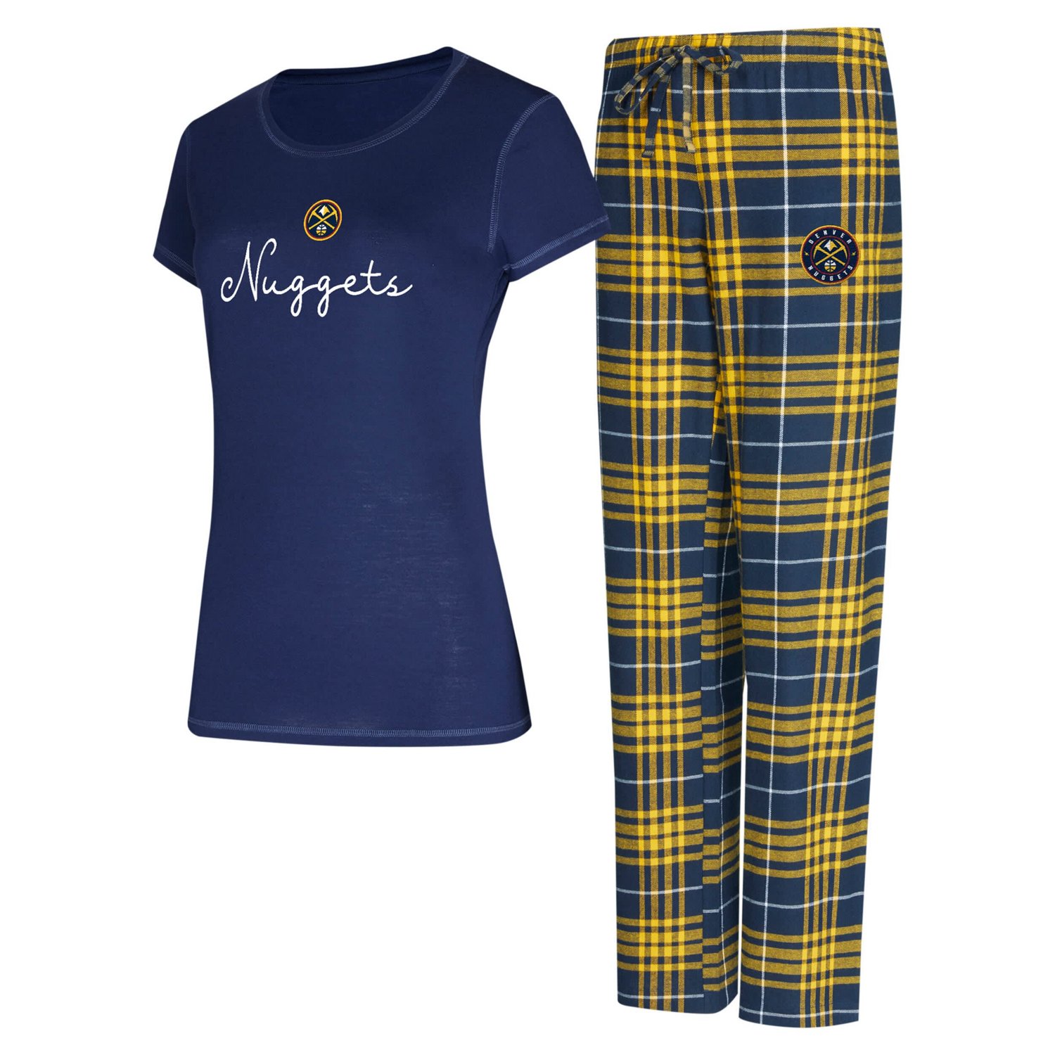 Concepts Sport Gold Denver Nuggets Vector T-Shirt  Flannel Pants Sleep Set                                                       - view number 1