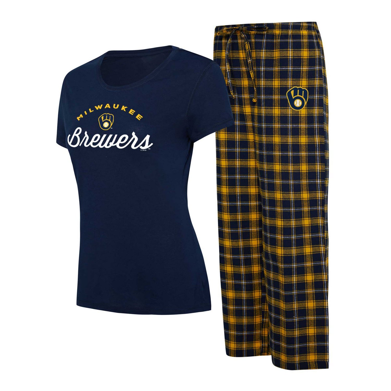 Concepts Sport /Gold Milwaukee Brewers Arctic T-Shirt  Flannel Pants Sleep Set