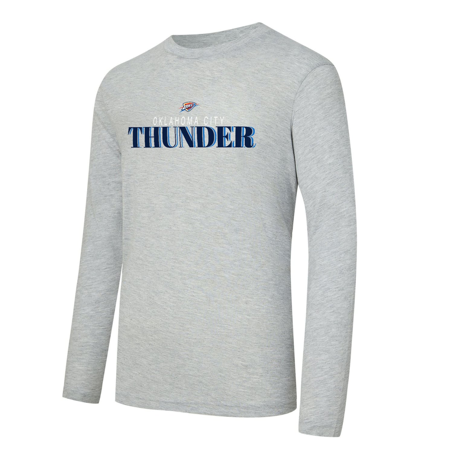 Concepts Sport Heather Gray Oklahoma City Thunder Regulate Long Sleeve T-Shirt  Plaid Pant Set - view number 2