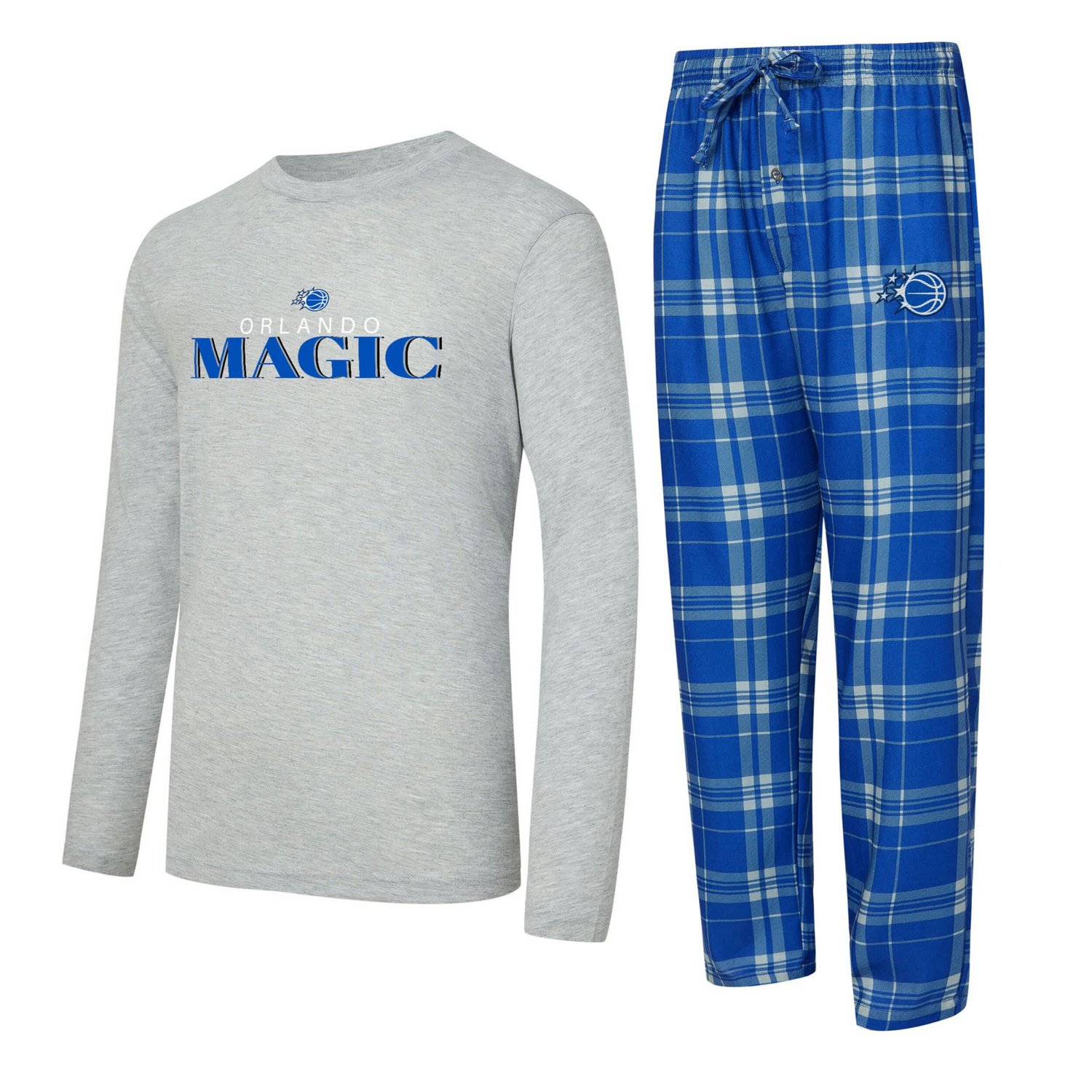 Concepts Sport Heather Gray Orlando Magic Regulate Long Sleeve T-Shirt  Plaid Pant Set
