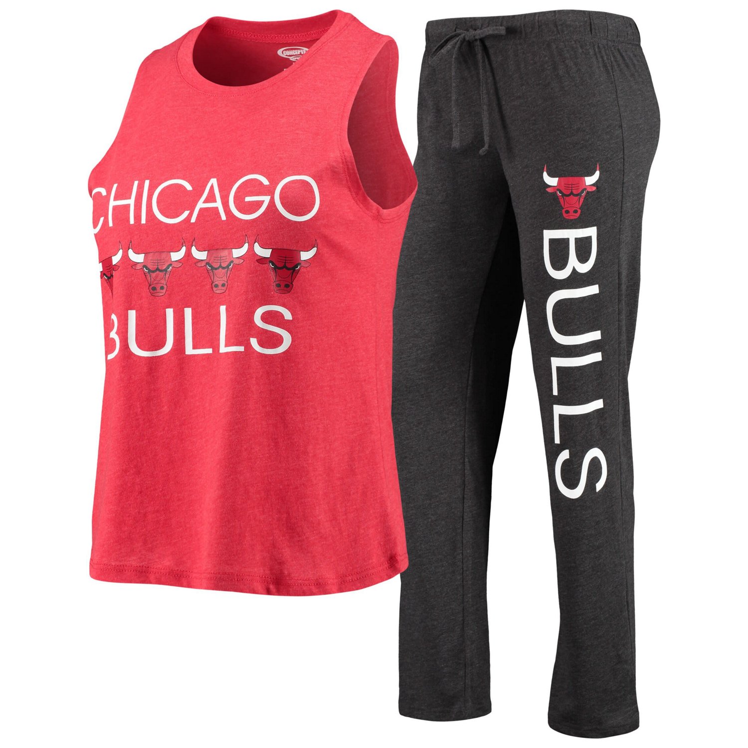 Concepts Sport Heathered /Heathered Black Chicago Bulls Tank Top  Pants Sleep Set