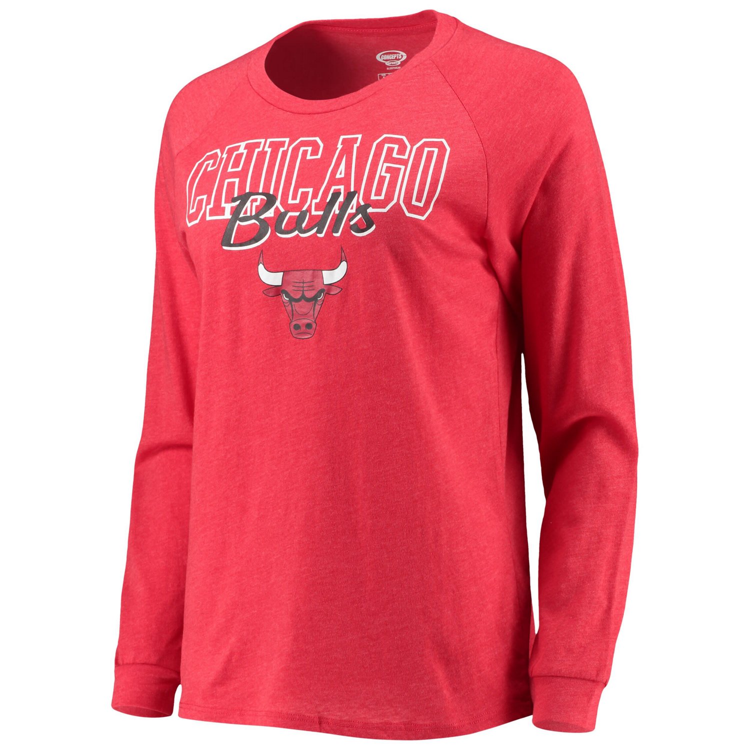 Concepts Sport Heathered /Heathered Red Chicago Bulls Raglan Long Sleeve T-Shirt  Shorts Sleep Set                               - view number 2