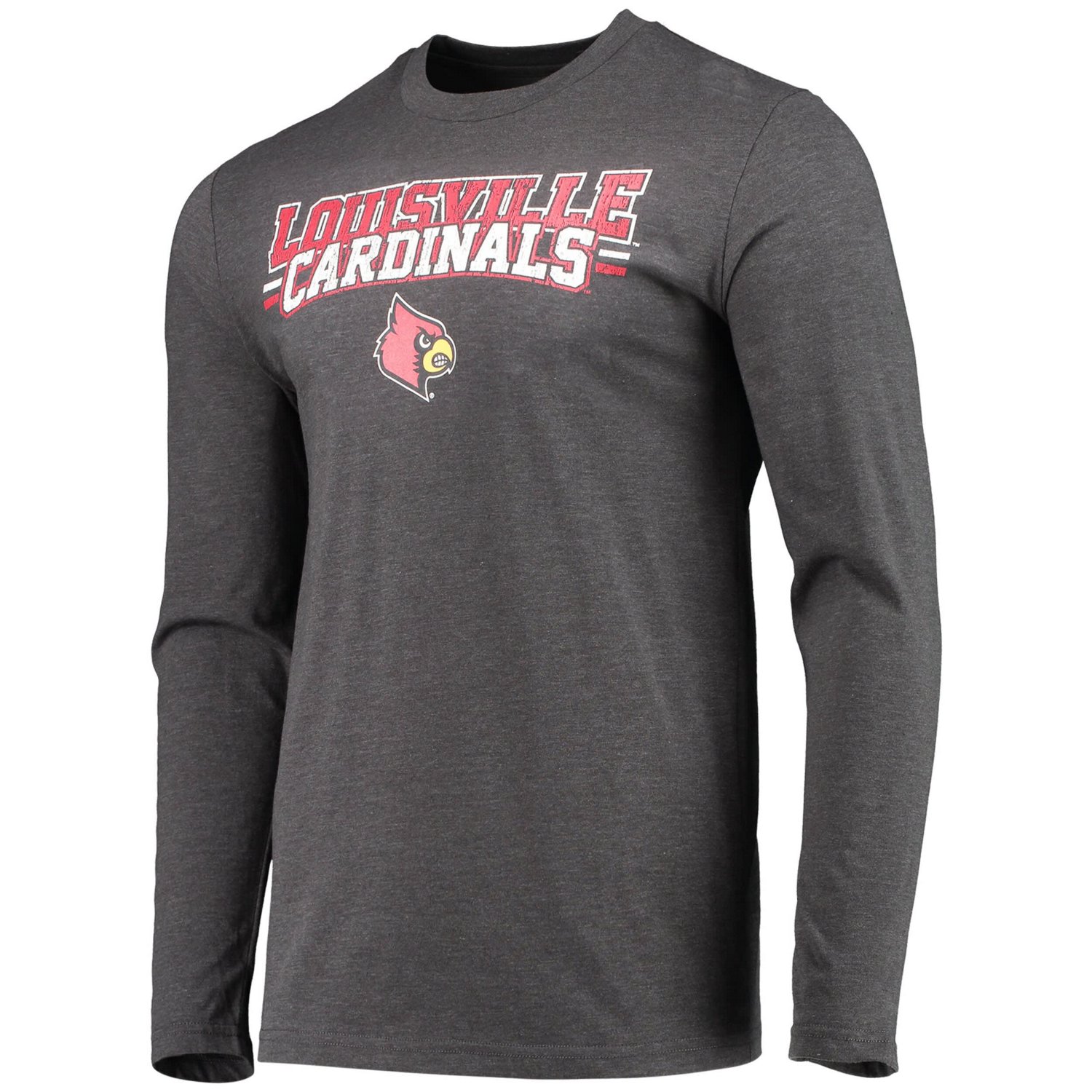 Concepts Sport Heathered Charcoal Louisville Cardinals Meter Long Sleeve T-Shirt  Pants Sleep Set                                - view number 2