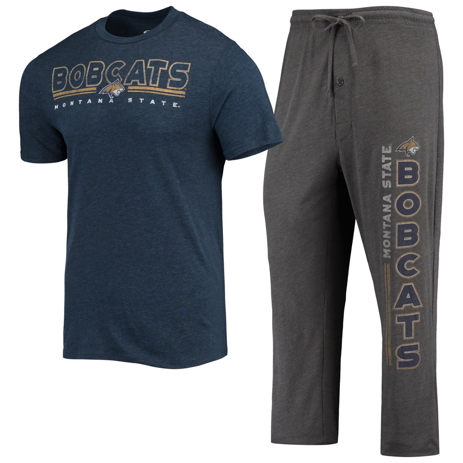 Concepts Sport Heathered Charcoal Montana State Bobcats Meter T-Shirt  Pants Sleep Set