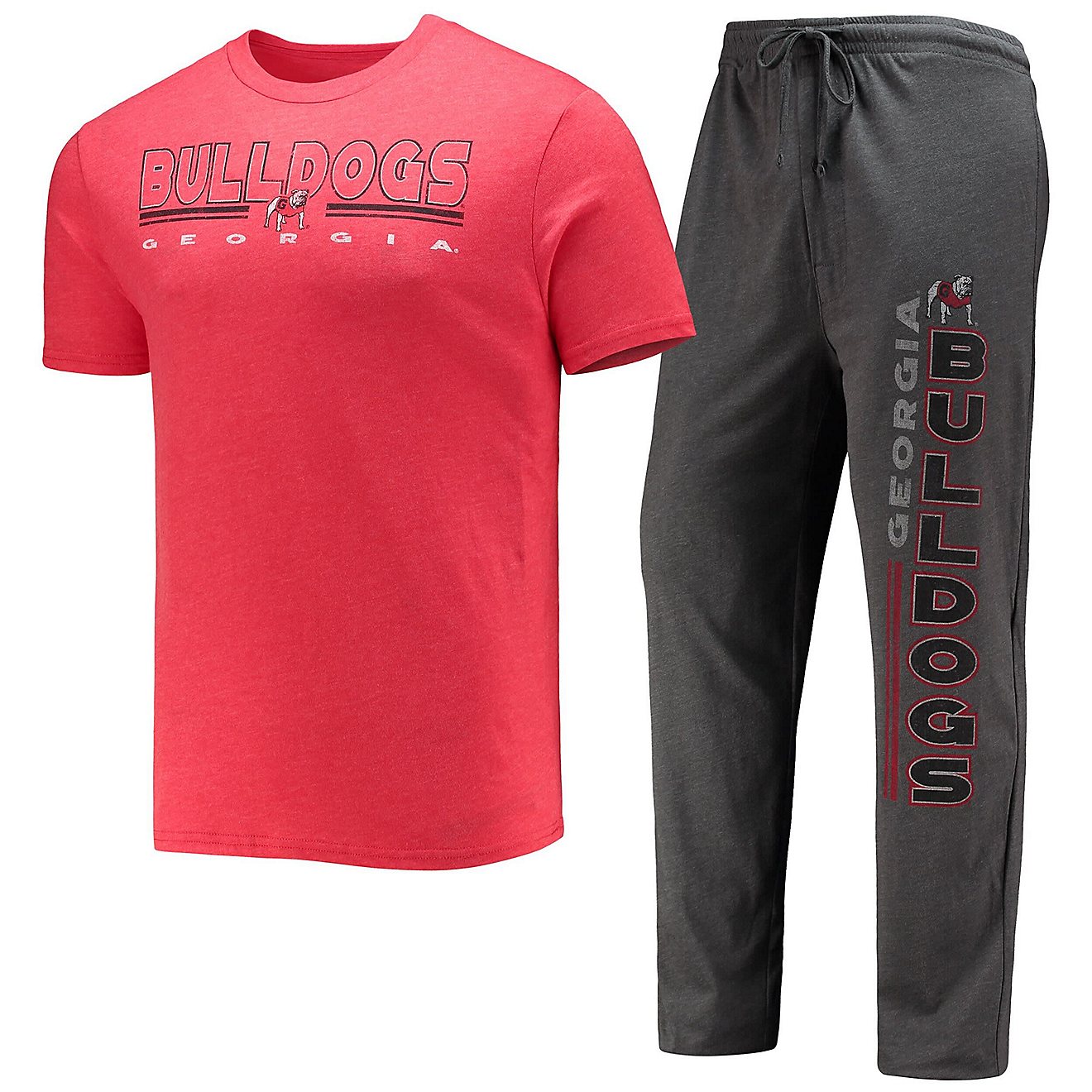 Concepts Sport Heathered Charcoal/ Georgia Bulldogs Meter T-Shirt  Pants Sleep Set                                               - view number 1