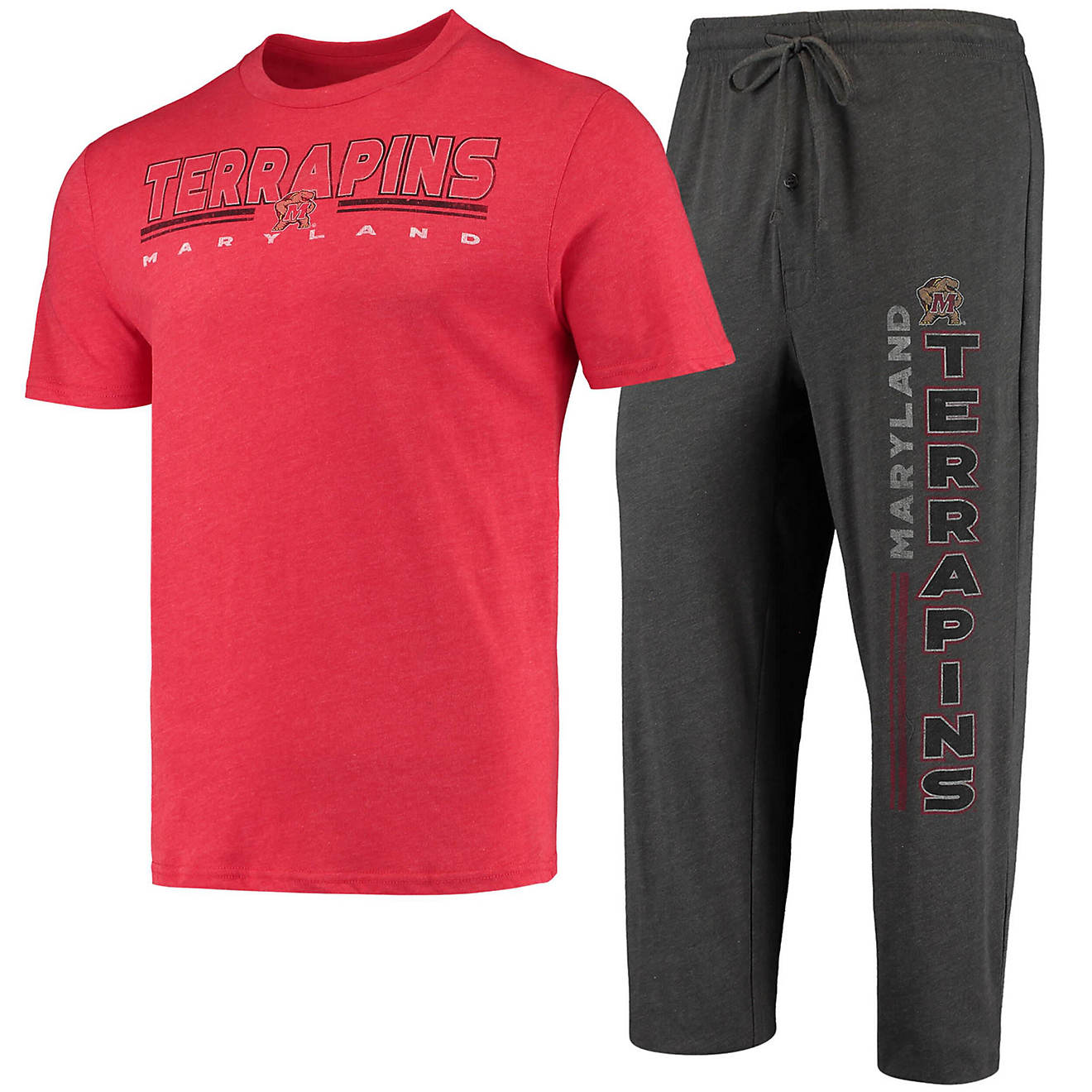 Concepts Sport Heathered Charcoal/ Maryland Terrapins Meter T-Shirt  Pants Sleep Set                                             - view number 1