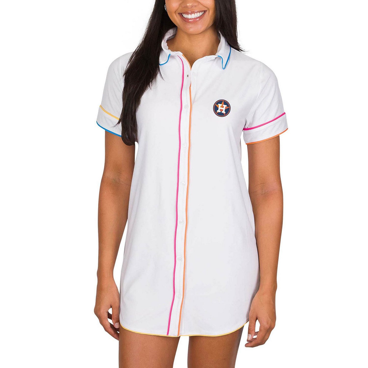 Concepts Sport Houston Astros Flutter Knit Button-Up Nightshirt