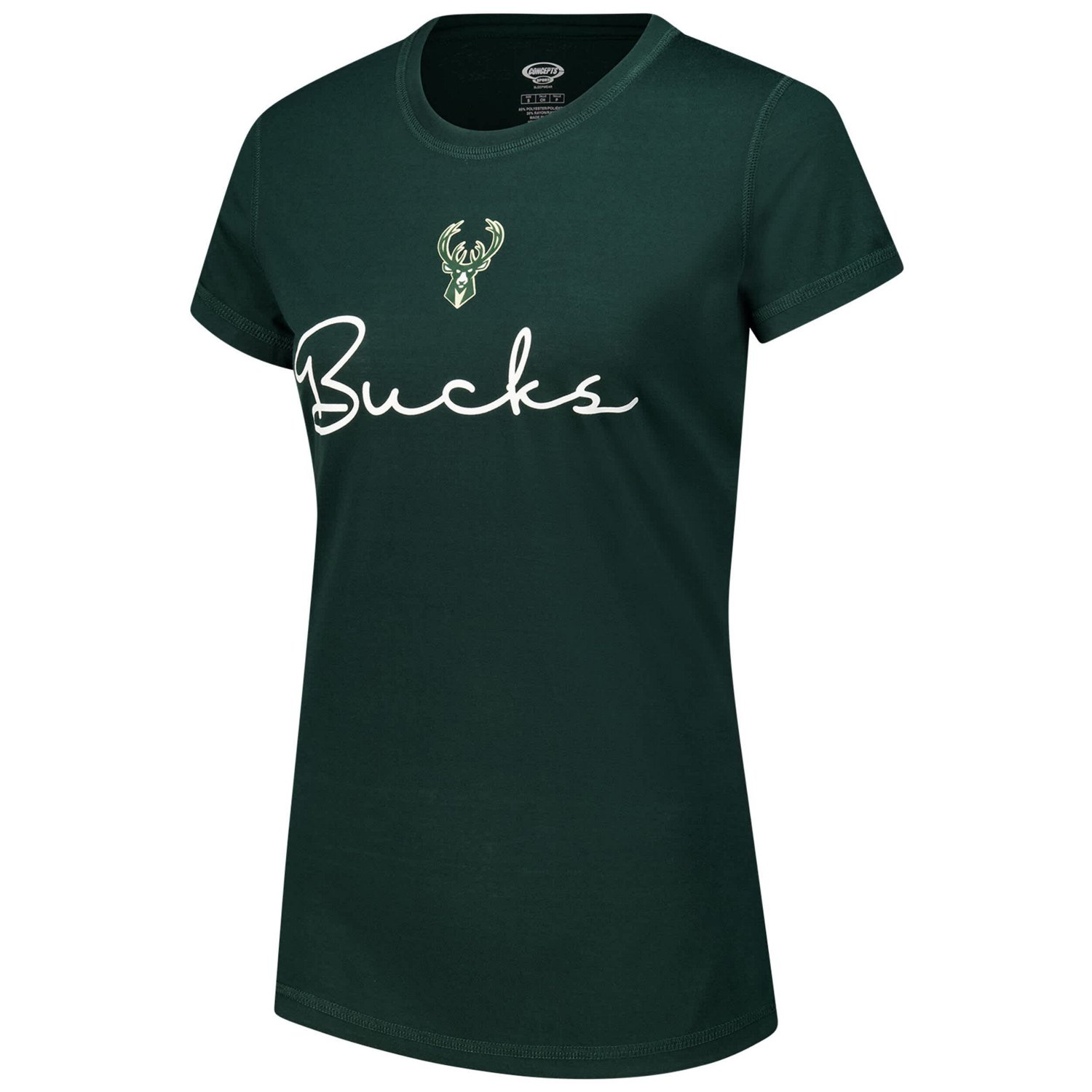 Concepts Sport Hunter Black Milwaukee Bucks Vector T-Shirt  Flannel Pants Sleep Set                                              - view number 2