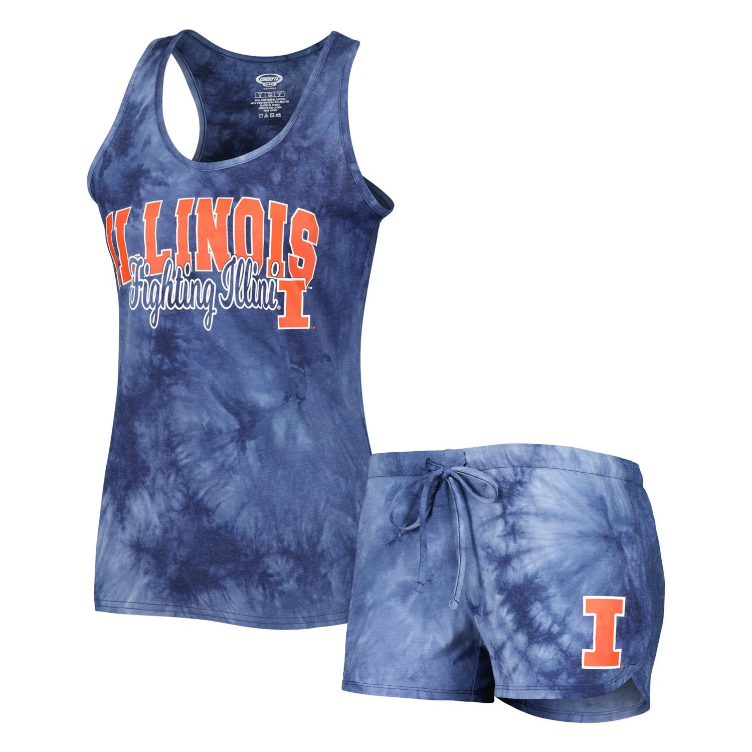 Concepts Sport Illinois Fighting Illini Billboard Tie-Dye Tank and Shorts Sleep Set - view number 1