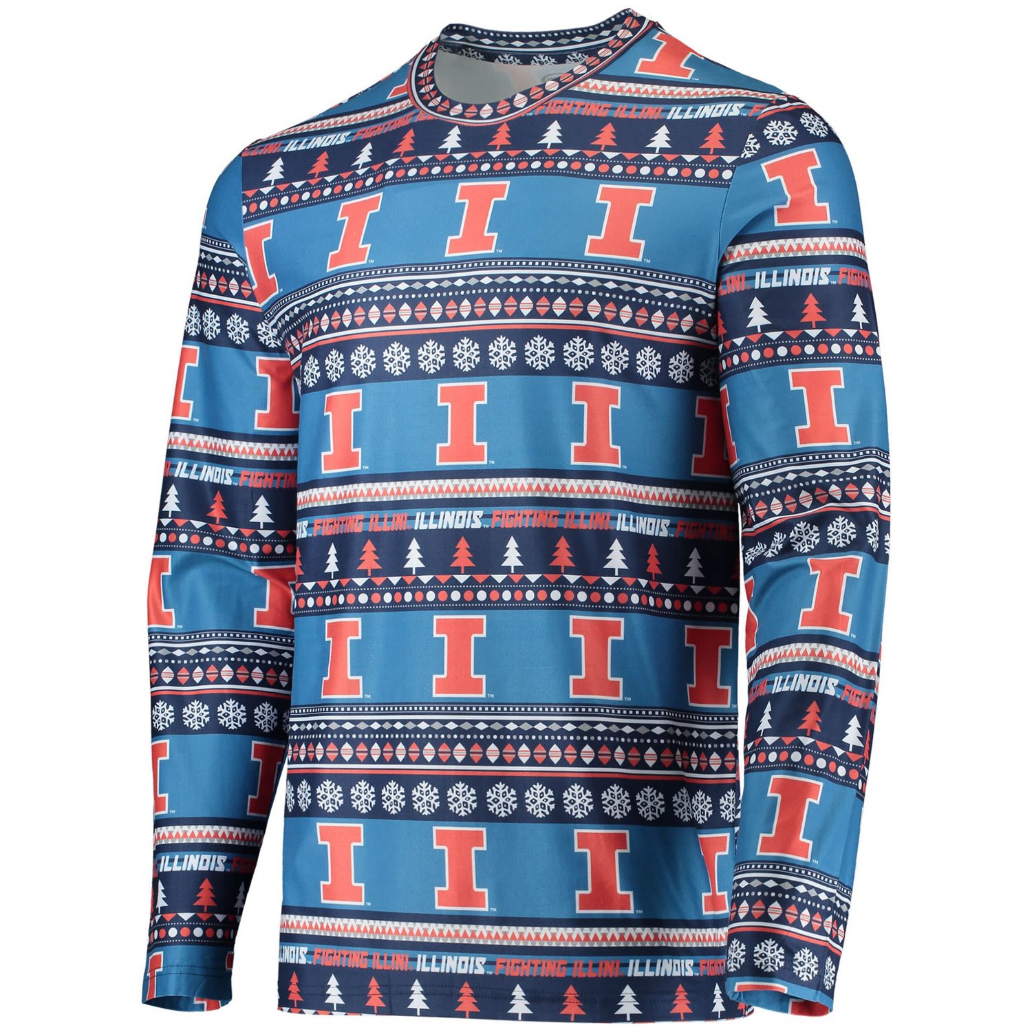 Concepts Sport Illinois Fighting Illini Ugly Sweater Long Sleeve T-Shirt and Pants Sleep Set - view number 2