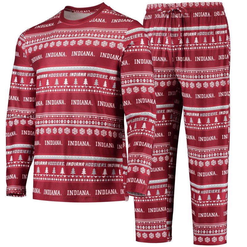 Concepts Sport Indiana Hoosiers Ugly Sweater Long Sleeve T-Shirt And Pants Sleep Set-image