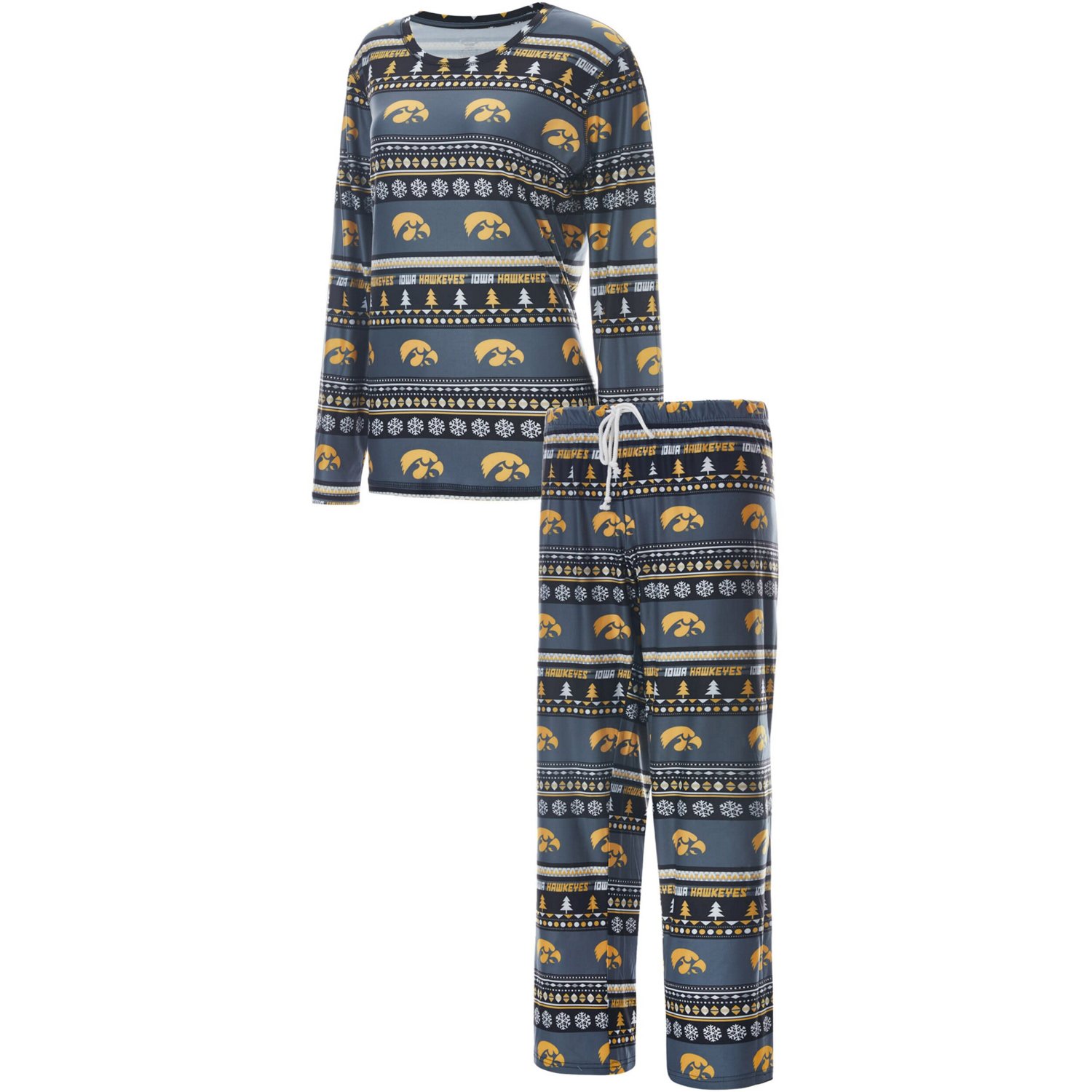 Concepts Sport Iowa Hawkeyes Holiday Long Sleeve T-Shirt and Pants Sleep Set