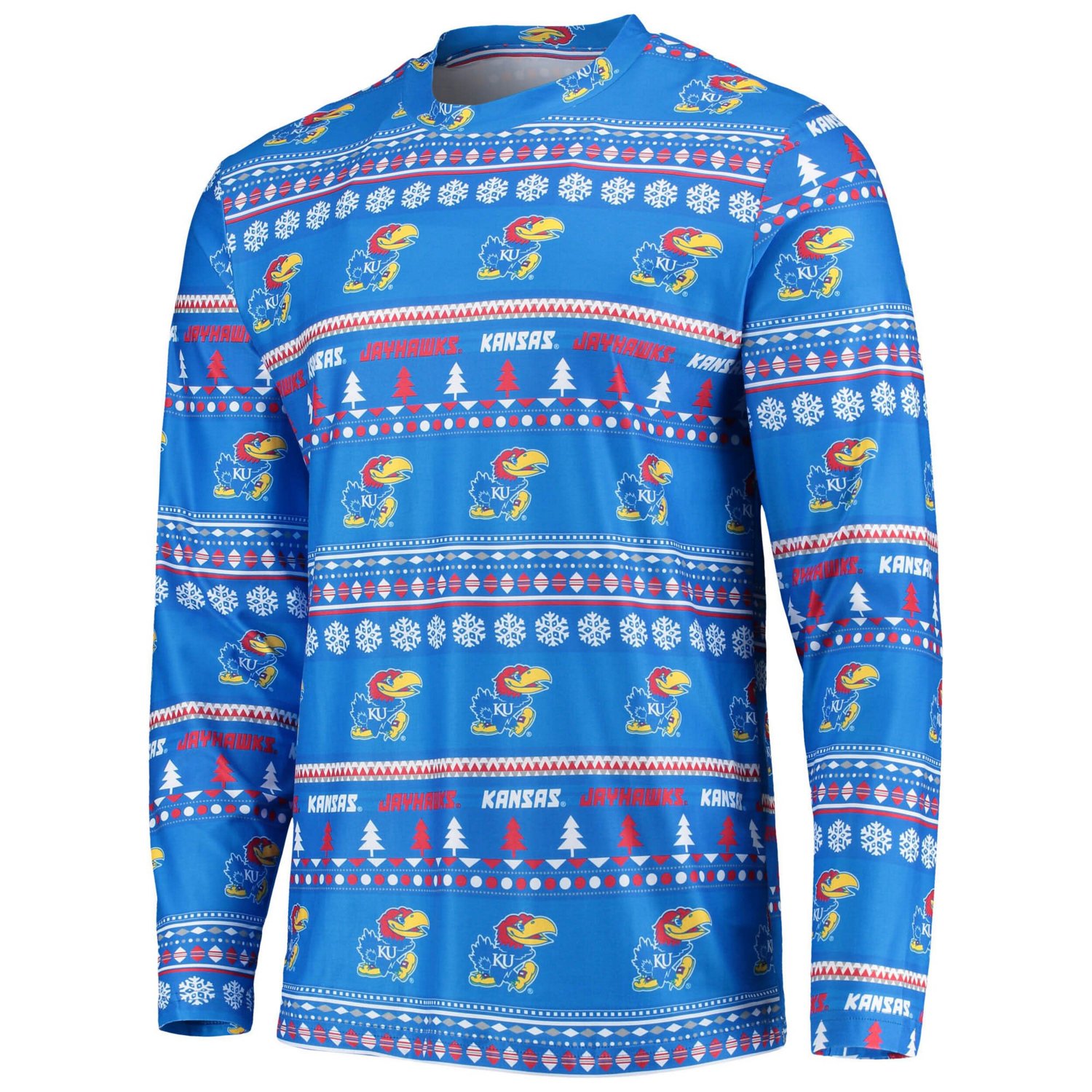 Concepts Sport Kansas Jayhawks Ugly Sweater Long Sleeve T-Shirt and Pants Sleep Set - view number 2