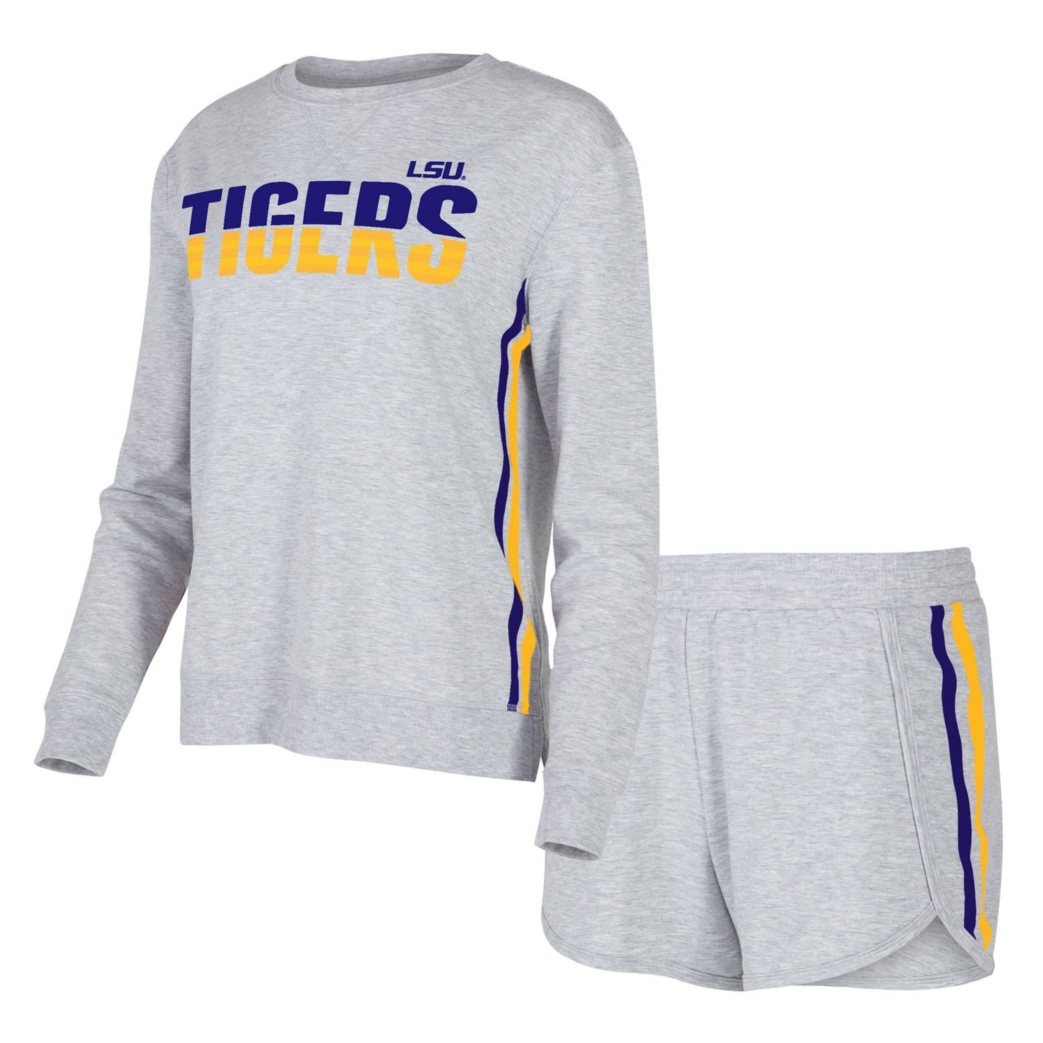 Concepts Sport LSU Tigers Cedar Tri-Blend Long Sleeve T-Shirt  Shorts Sleep Set - view number 1