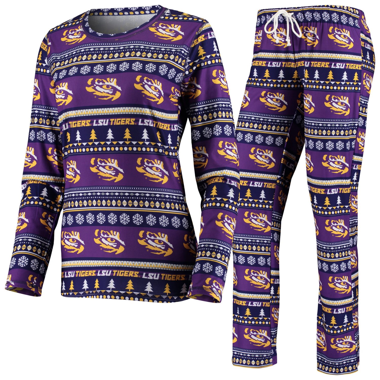 Concepts Sport LSU Tigers Holiday Long Sleeve T-Shirt  Pants Sleep Set