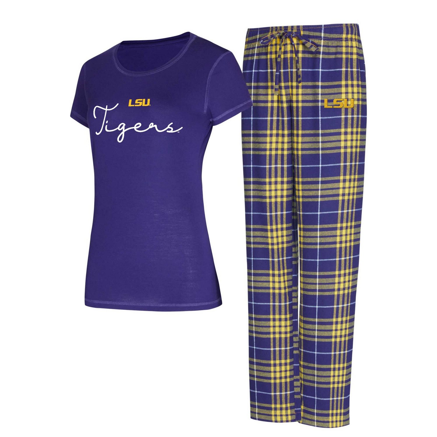 Concepts Sport LSU Tigers Vector T-Shirt  Flannel Pants Sleep Set                                                                - view number 1
