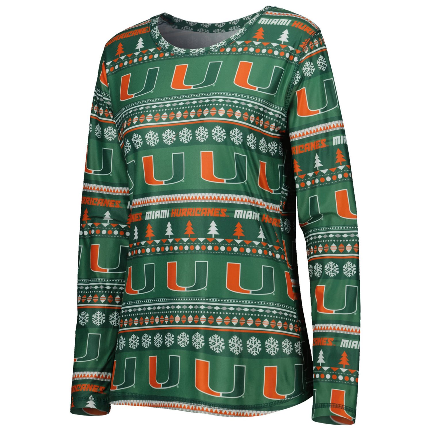 Concepts Sport Miami Hurricanes Holiday Long Sleeve T-Shirt and Pants Sleep Set                                                  - view number 2