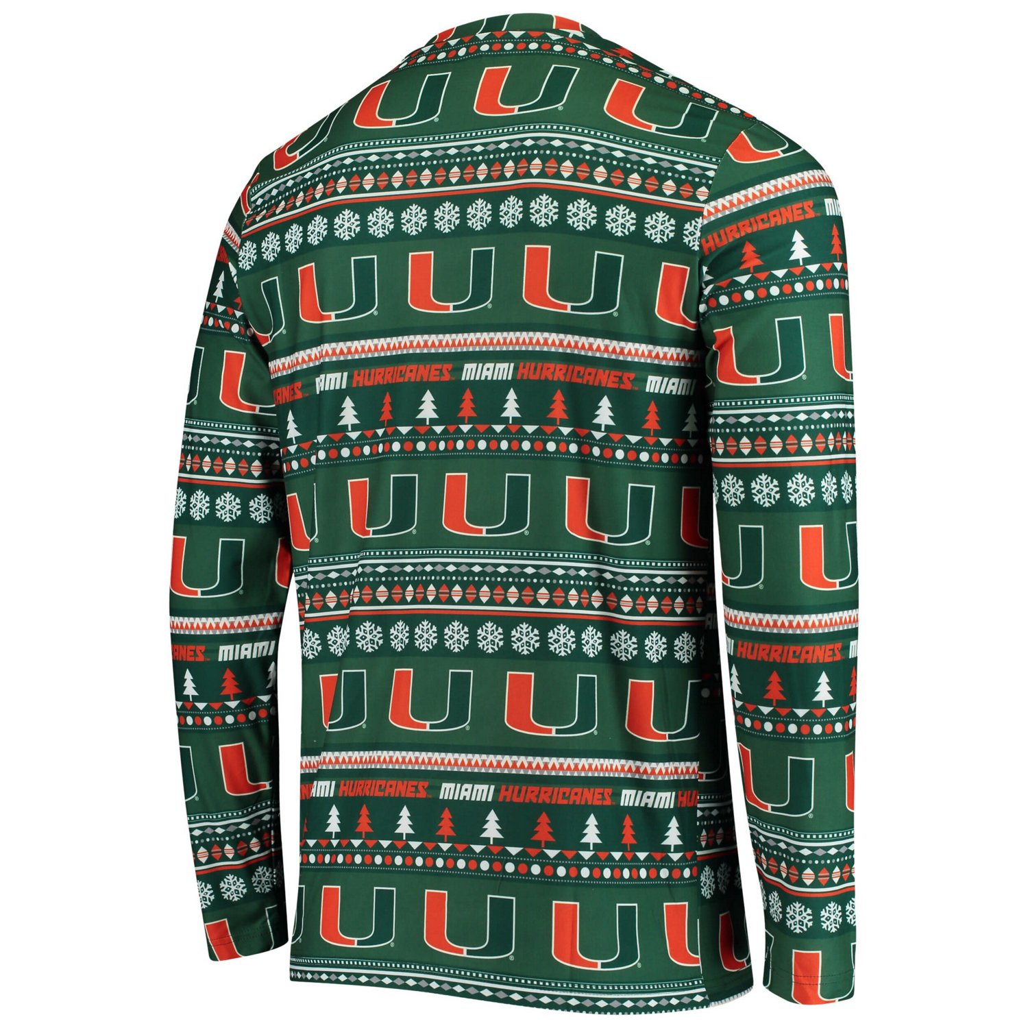 Concepts Sport Miami Hurricanes Ugly Sweater Knit Long Sleeve Top and Pant Set - view number 3