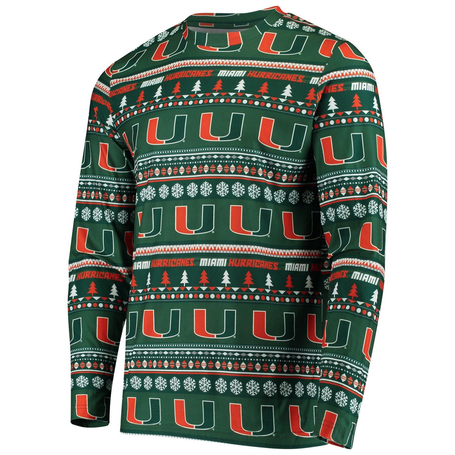 Concepts Sport Miami Hurricanes Ugly Sweater Knit Long Sleeve Top and Pant Set