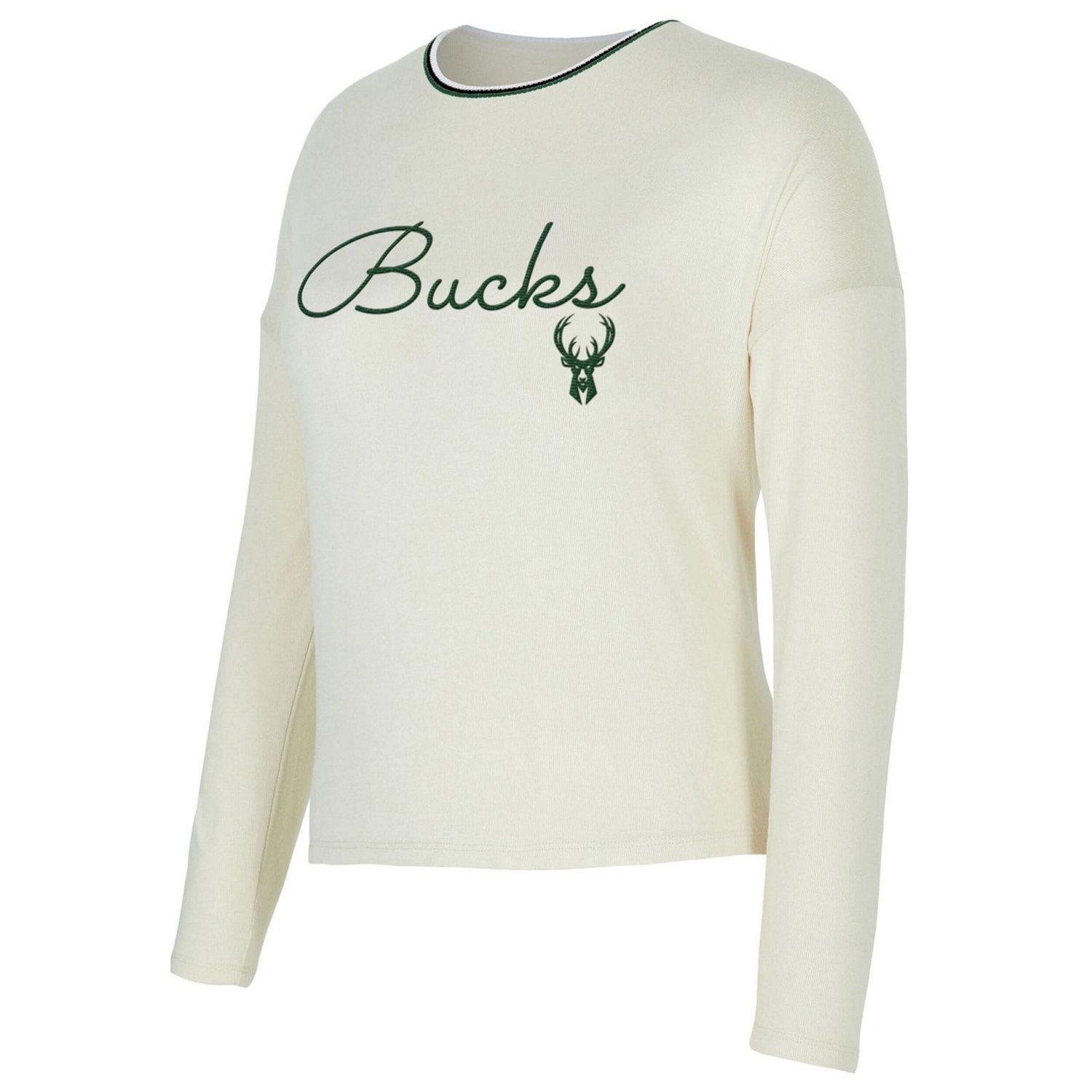 Concepts Sport Milwaukee Bucks Kaki Hacci Knit Long Sleeve Top  Shorts Set - view number 2