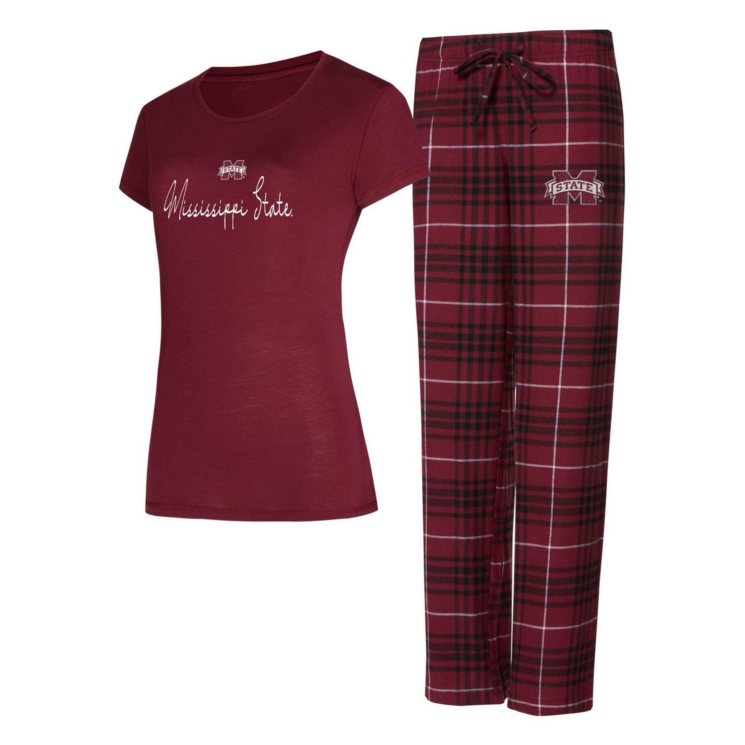 Concepts Sport Mississippi State Bulldogs Vector T-Shirt  Flannel Pants Sleep Set                                               