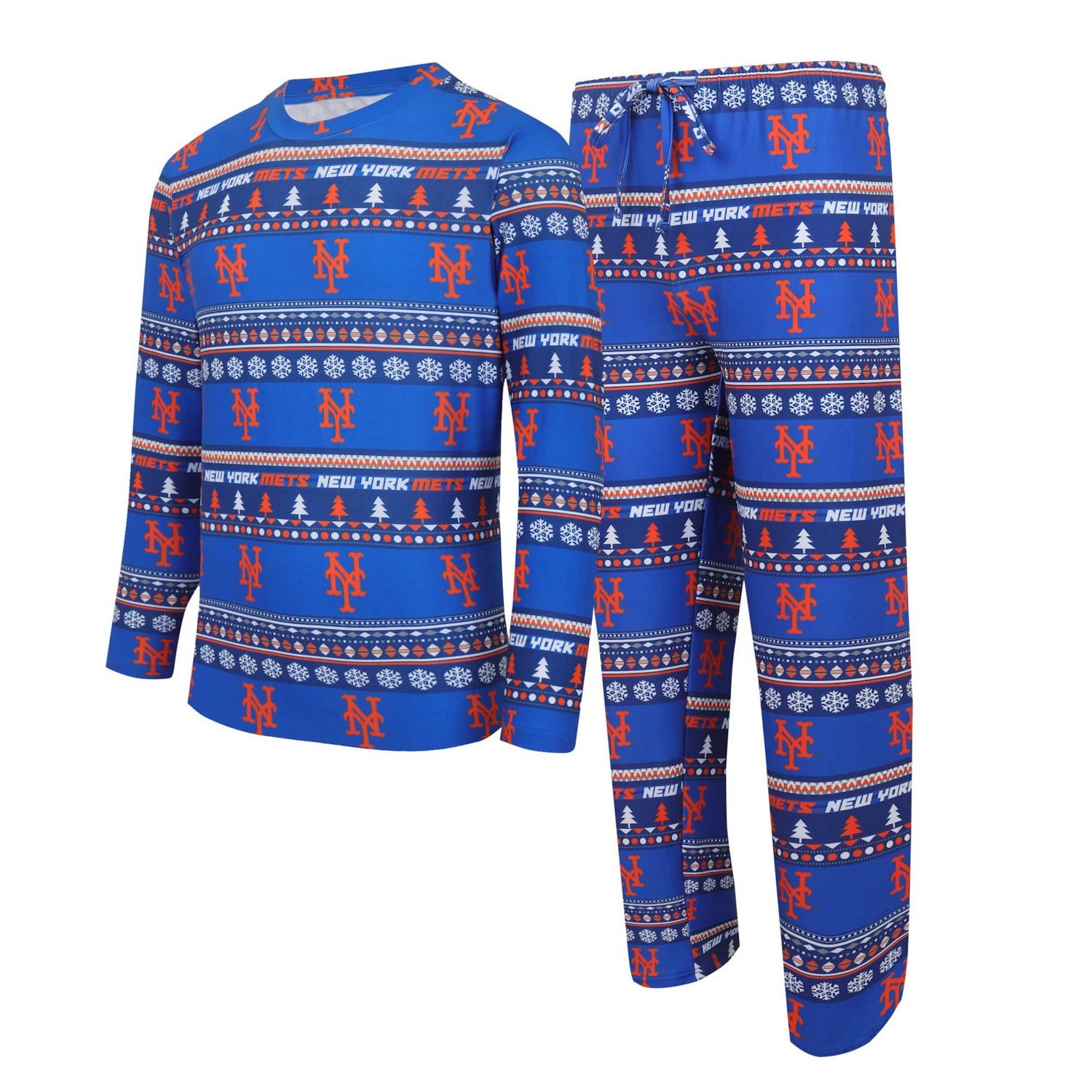 Concepts Sport New York Mets Knit Ugly Sweater Long Sleeve Top  Pants Set