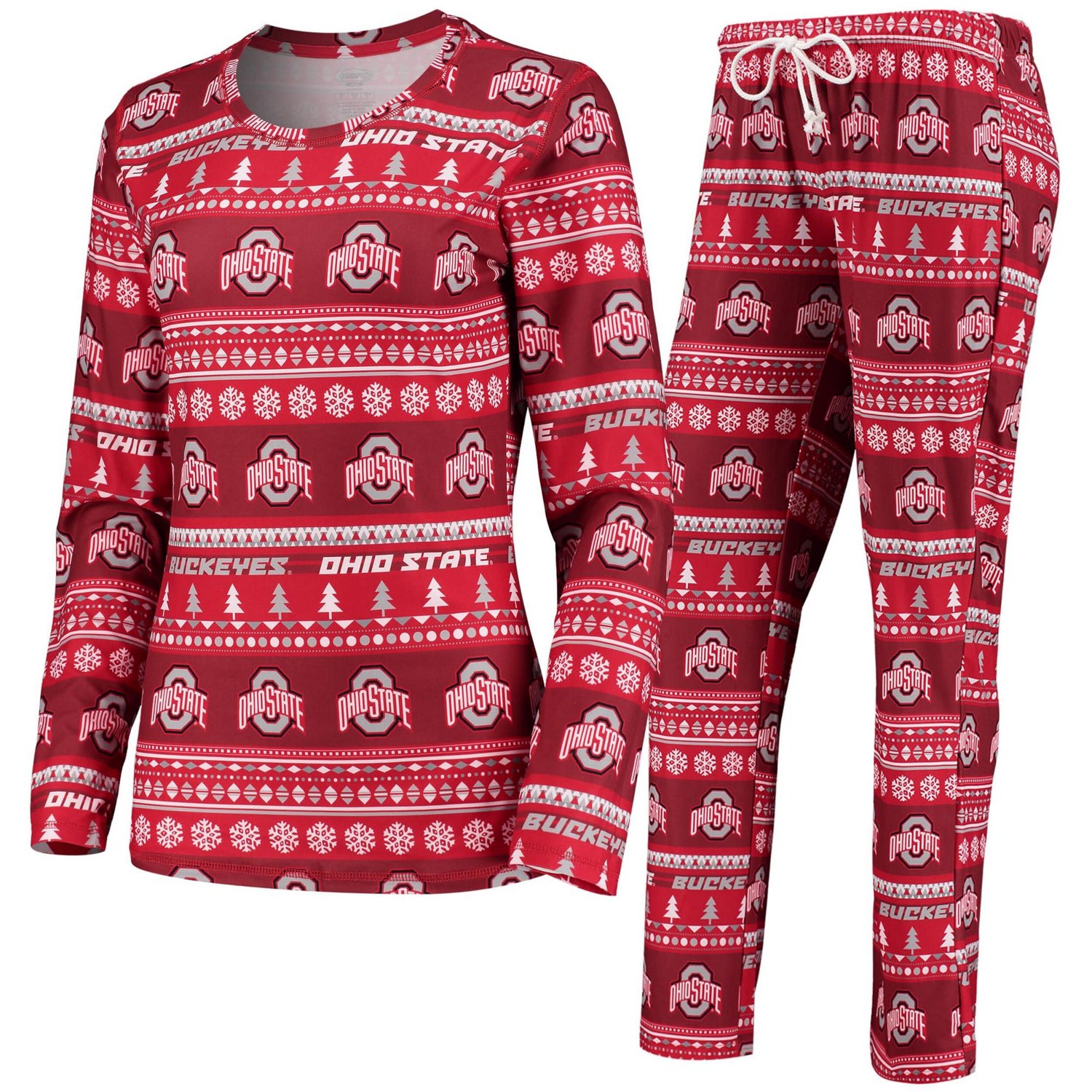 Concepts Sport Ohio State Buckeyes Holiday Long Sleeve T-Shirt  Pants Sleep Set                                                  - view number 1