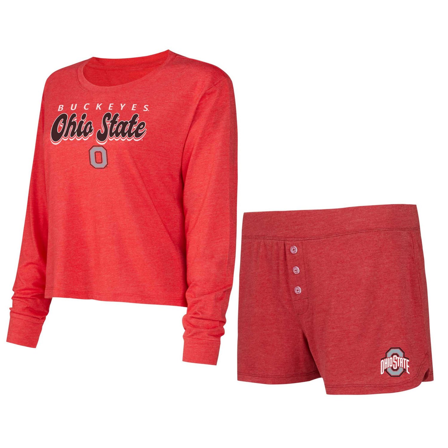 Concepts Sport Ohio State Buckeyes Team Color Long Sleeve T-Shirt  Shorts Set