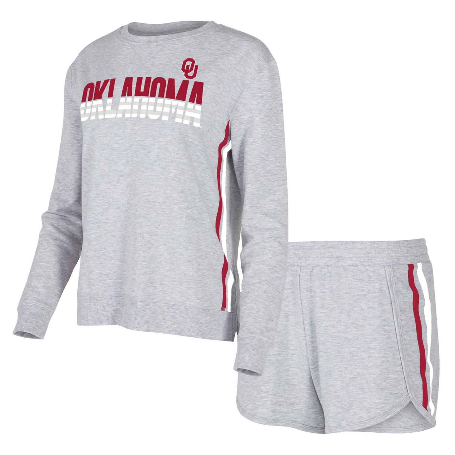Concepts Sport Oklahoma Sooners Cedar Tri-Blend Long Sleeve T-Shirt  Shorts Sleep Set - view number 1