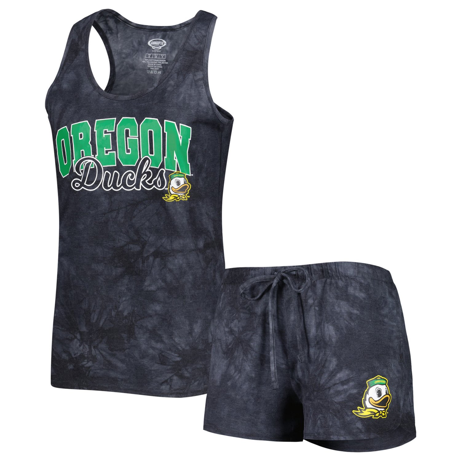 Concepts Sport Oregon Ducks Billboard Tie-Dye Tank and Shorts Sleep Set