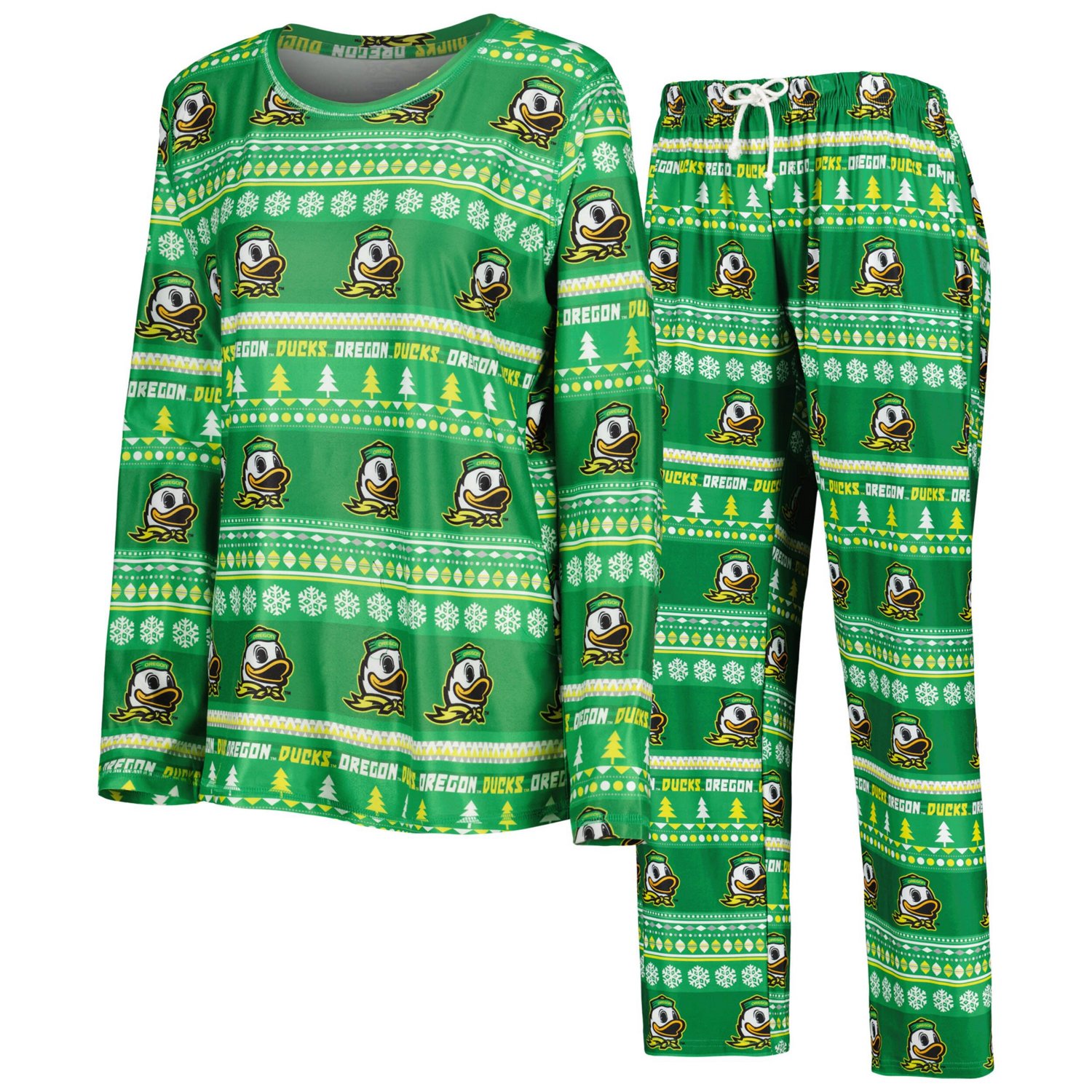 Concepts Sport Oregon Ducks Holiday Long Sleeve T-Shirt and Pants Sleep Set
