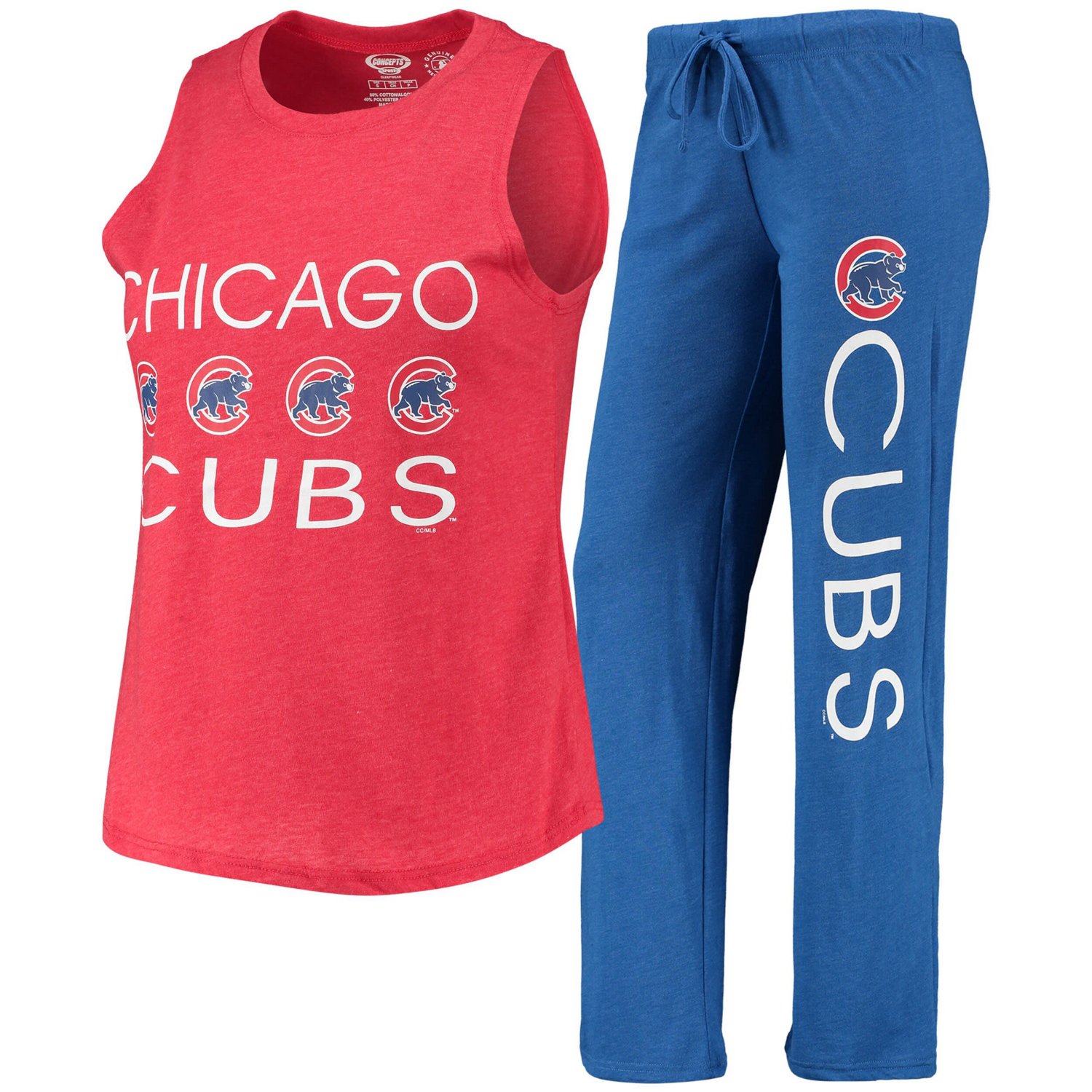Concepts Sport Red Chicago Cubs Meter Muscle Tank Top  Pants Sleep Set - view number 1