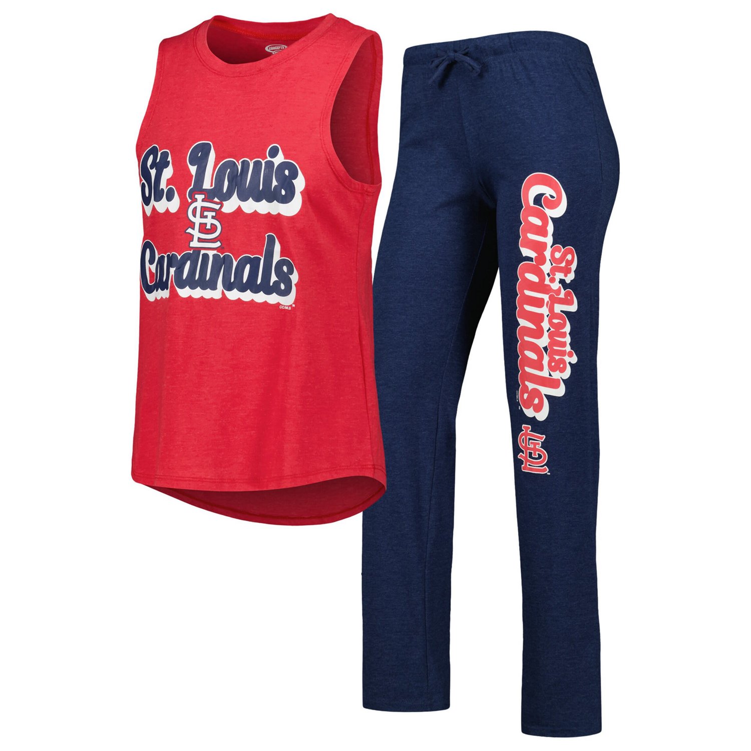 Concepts Sport Red St Louis Cardinals Wordmark Meter Muscle Tank Top  Pants Sleep Set                                           