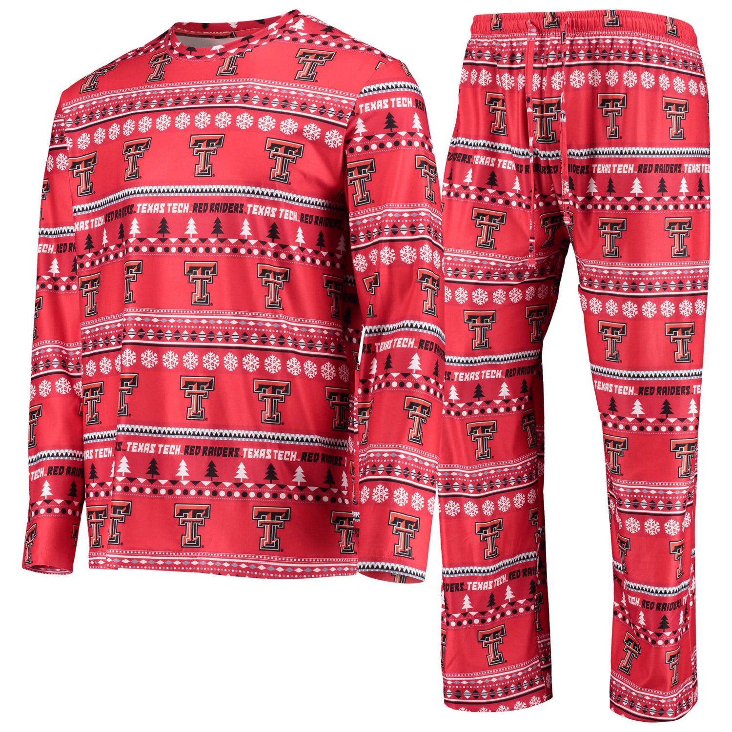 Concepts Sport Texas Tech Raiders Ugly Sweater Long Sleeve T-Shirt and Pants Sleep Set - view number 1