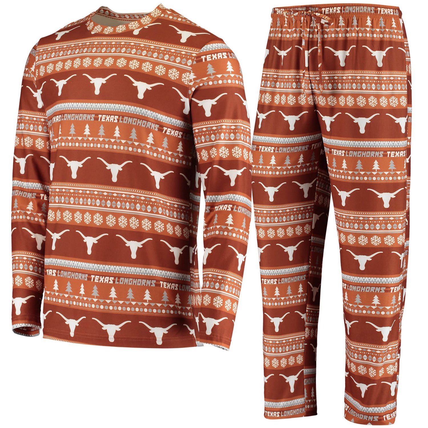 Concepts Sport Texas Longhorns Ugly Sweater Knit Long Sleeve Top and Pant Set