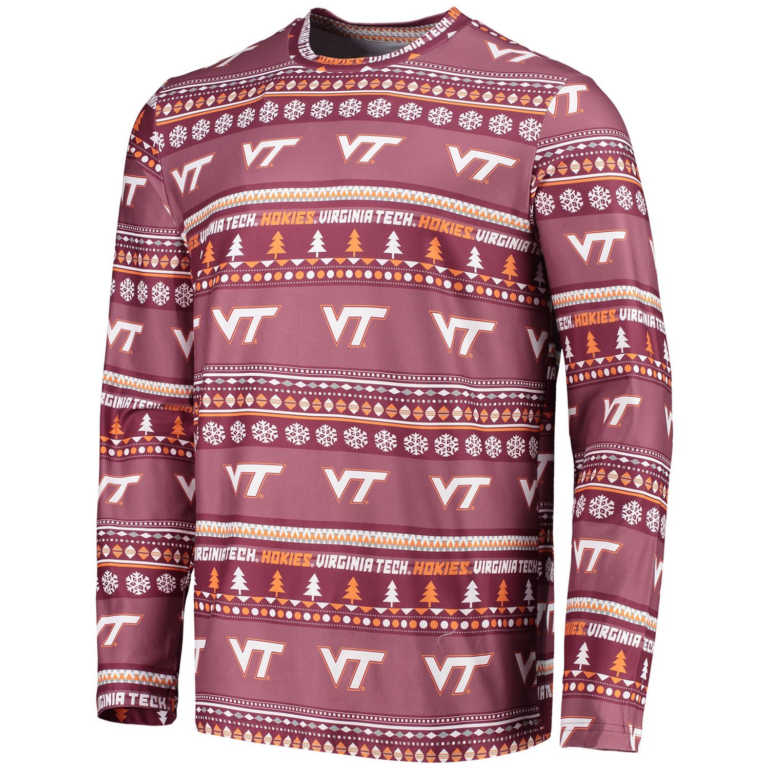 Concepts Sport Virginia Tech Hokies Ugly Sweater Long Sleeve T-Shirt and Pants Sleep Set - view number 2