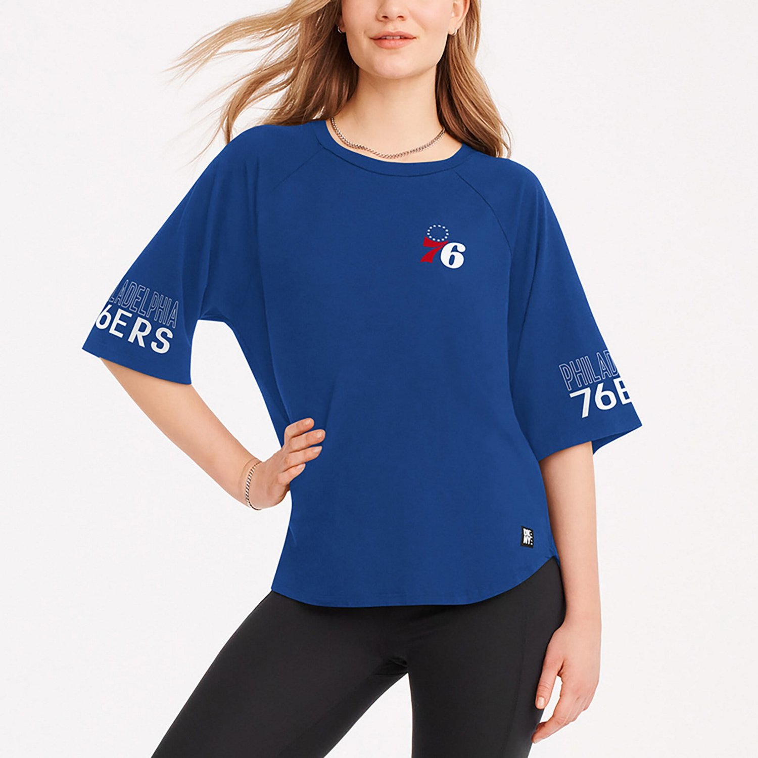 DKNY Sport Philadelphia 76ers Diana Raglan Tri-Blend Oversized T-Shirt