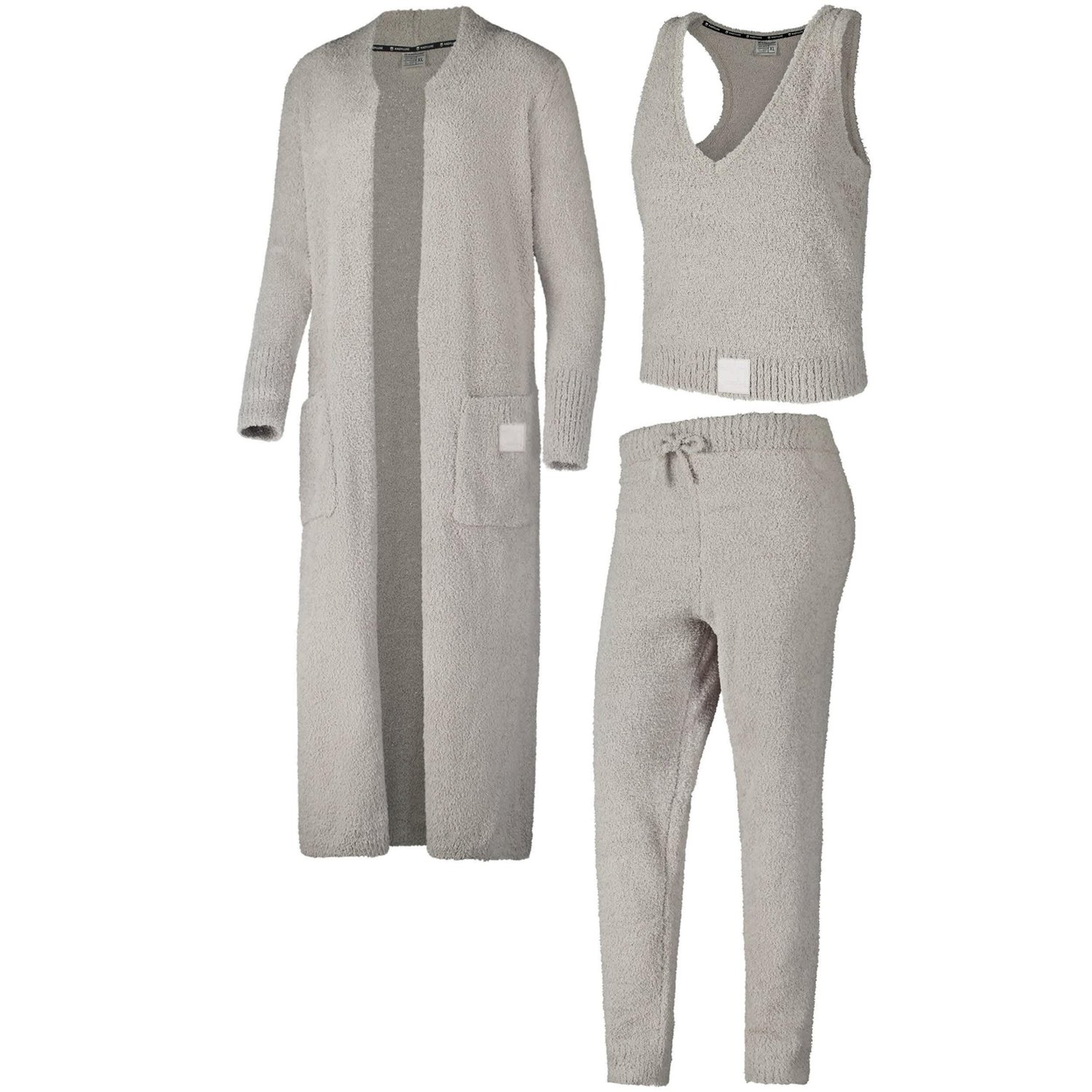 Miami Hurricanes Three-Piece Fuzzy Knit Cropped k Top Jogger Pants  Longline Cardigan Set                                        - view number 2