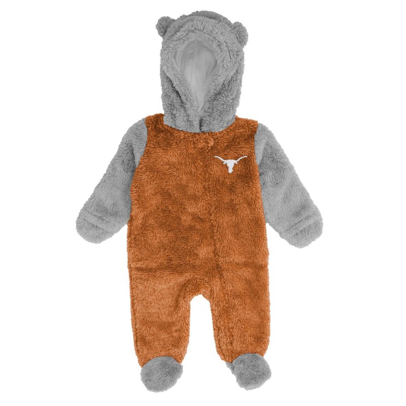 Outerstuff Newborn Texas /Gray Texas Longhorns Game Nap Teddy Fleece Bunting Full-Zip Sleeper Burnt Orange, 3-6 Months Infant - NCAA Youth Apparel