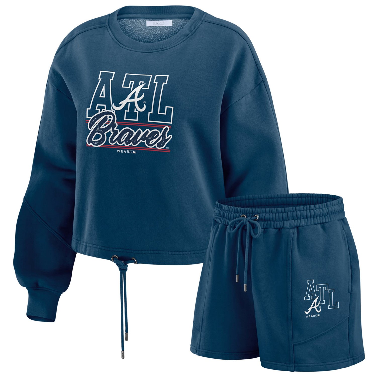WEAR by Erin Andrews Atlanta Braves Washed Fleece Sweatshirt  Shorts Lounge Set