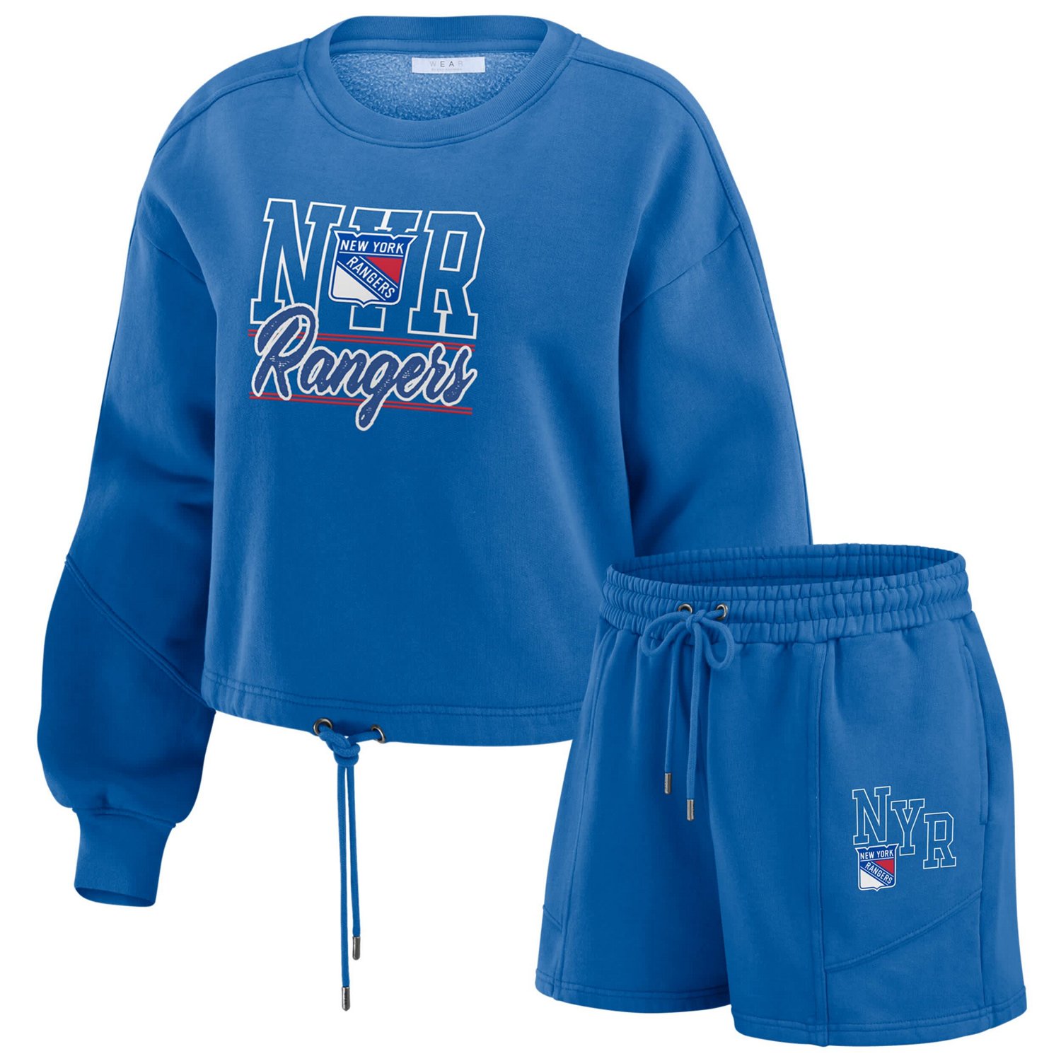 WEAR by Erin Andrews New York Rangers Washed Fleece Sweatshirt  Shorts Lounge Set
