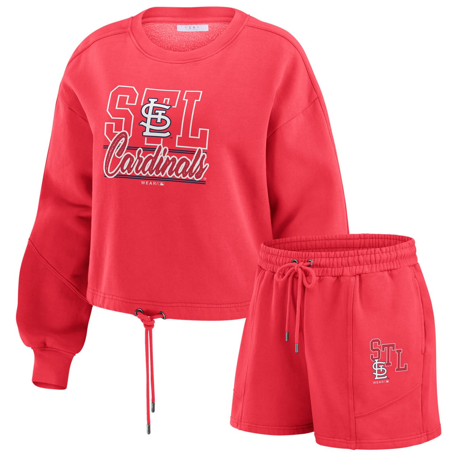 WEAR by Erin Andrews St Louis Cardinals Washed Fleece Sweatshirt  Shorts Lounge Set