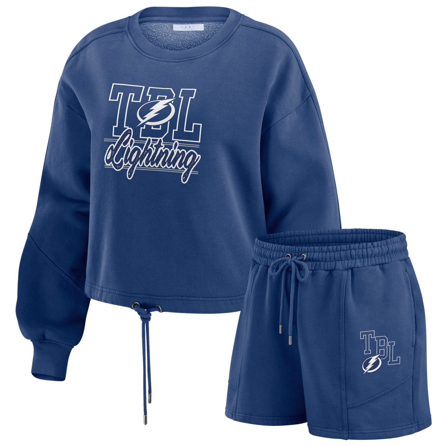 WEAR by Erin Andrews Tampa Bay Lightning Washed Fleece Sweatshirt  Shorts Lounge Set