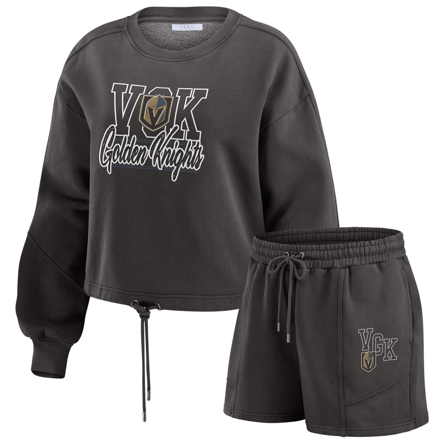 WEAR by Erin Andrews Vegas Golden Knights Washed Fleece Sweatshirt  Shorts Lounge Set