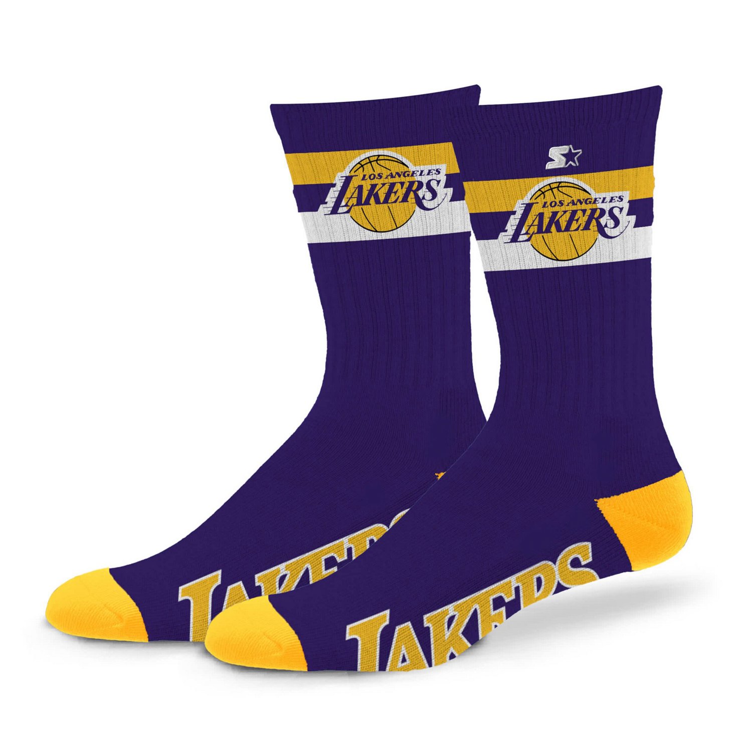 Unisex Starter Los Angeles Lakers Team Color Two-Stripe Crew Socks - view number 1