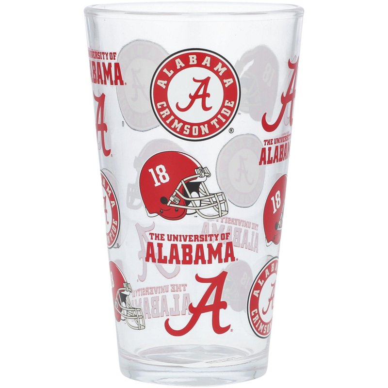 The Memory Company Alabama Crimson Tide 16oz Allover Print Pint Glass - NCAA Novelty at Academy Sports