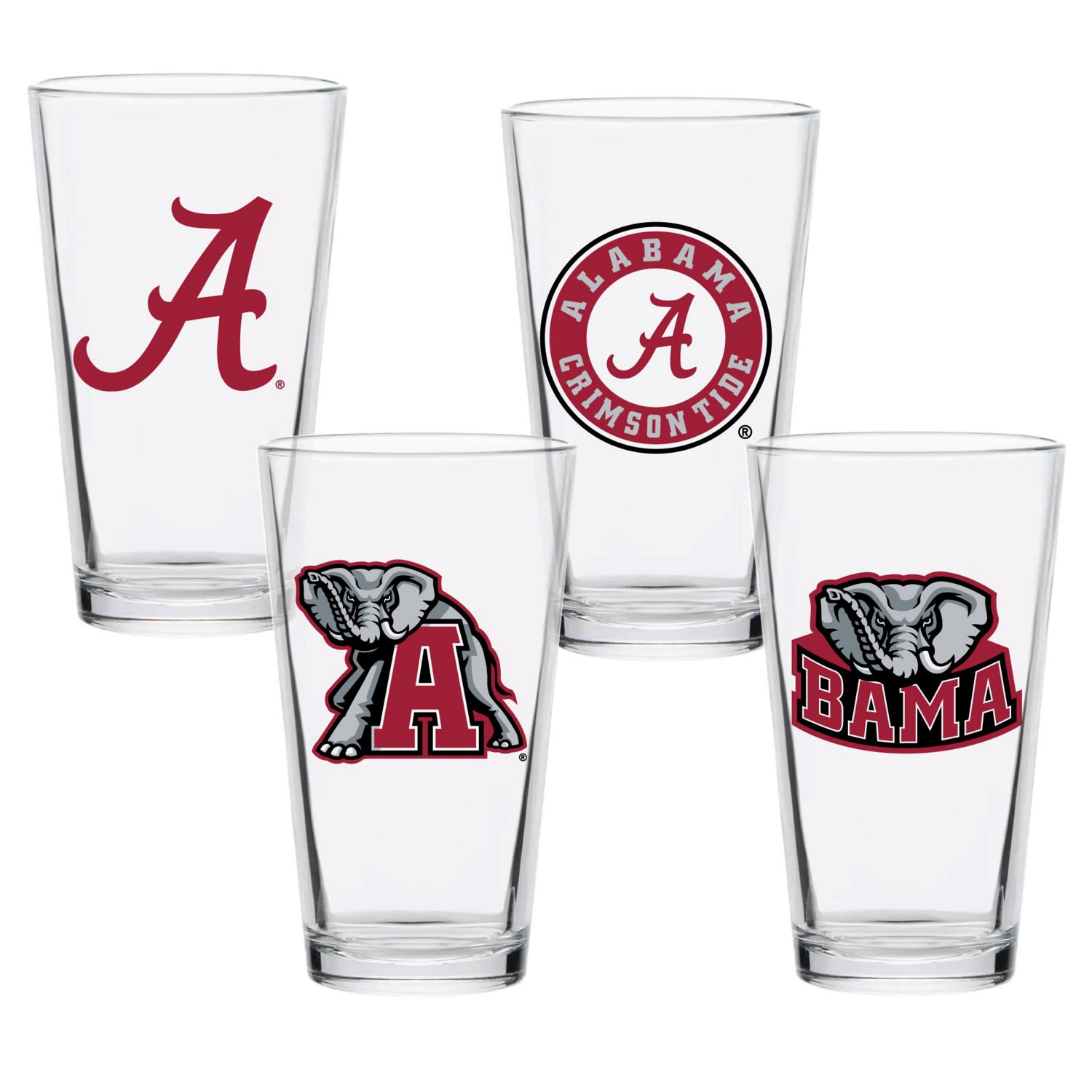 Alabama Crimson Tide 16oz Collector Pint Glass Four-Set