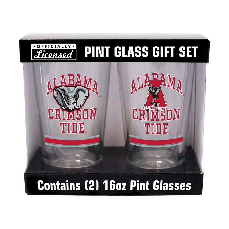 Logo Brands Alabama Crimson Tide 16oz Pint Glass Two Pack - NCAA Novelty at Academy Sports