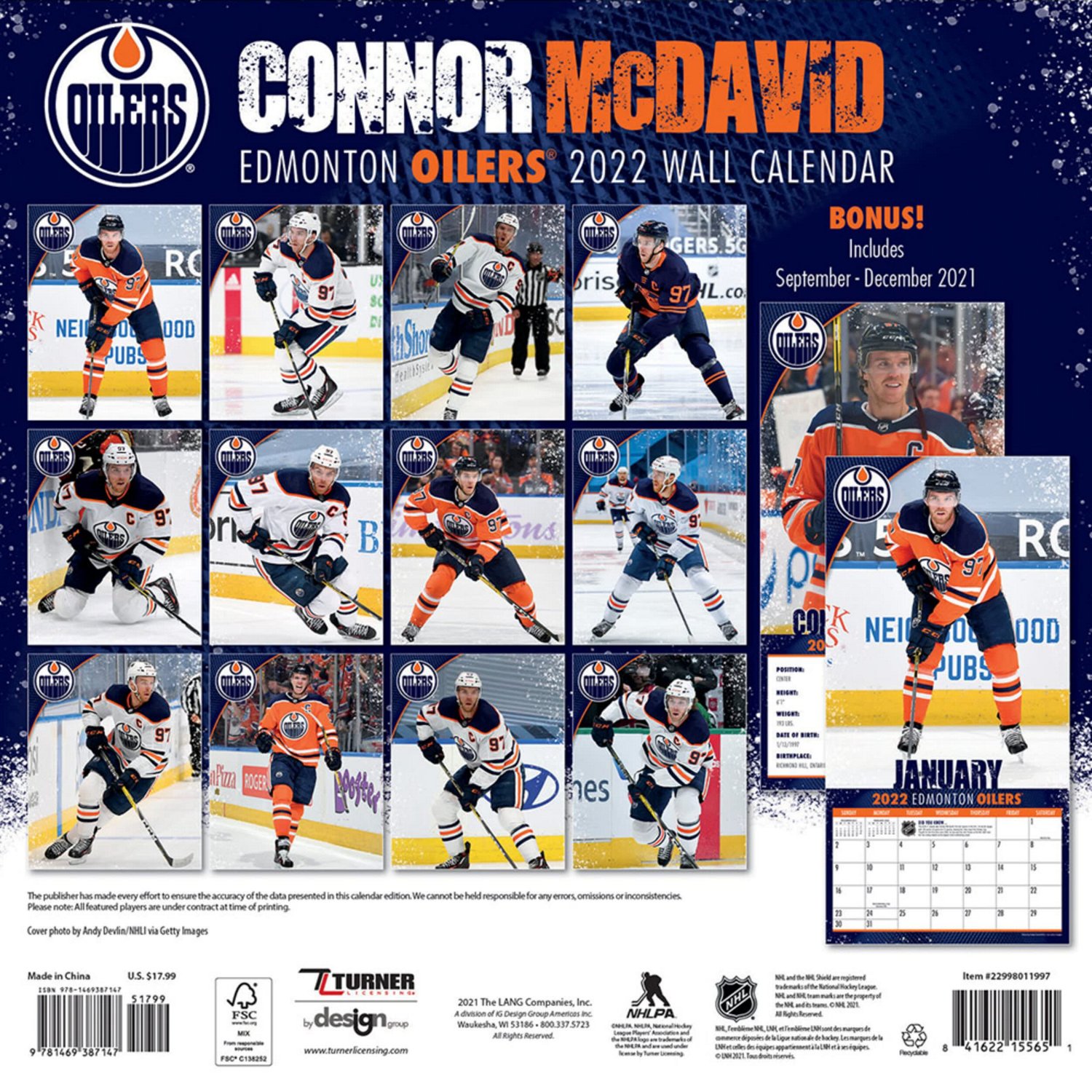 Connor McDavid Edmonton Oilers 2022 Player Wall Calendar - view number 3